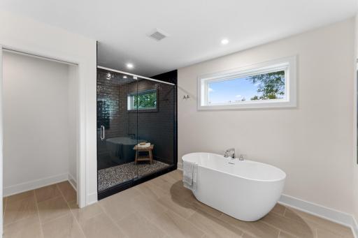 Primary Bath with Freestanding Tub and Walk-In Shower