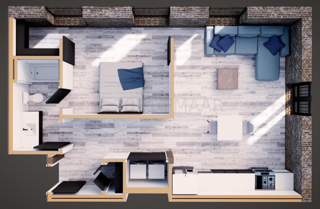 1 bedroom Dollhouse view