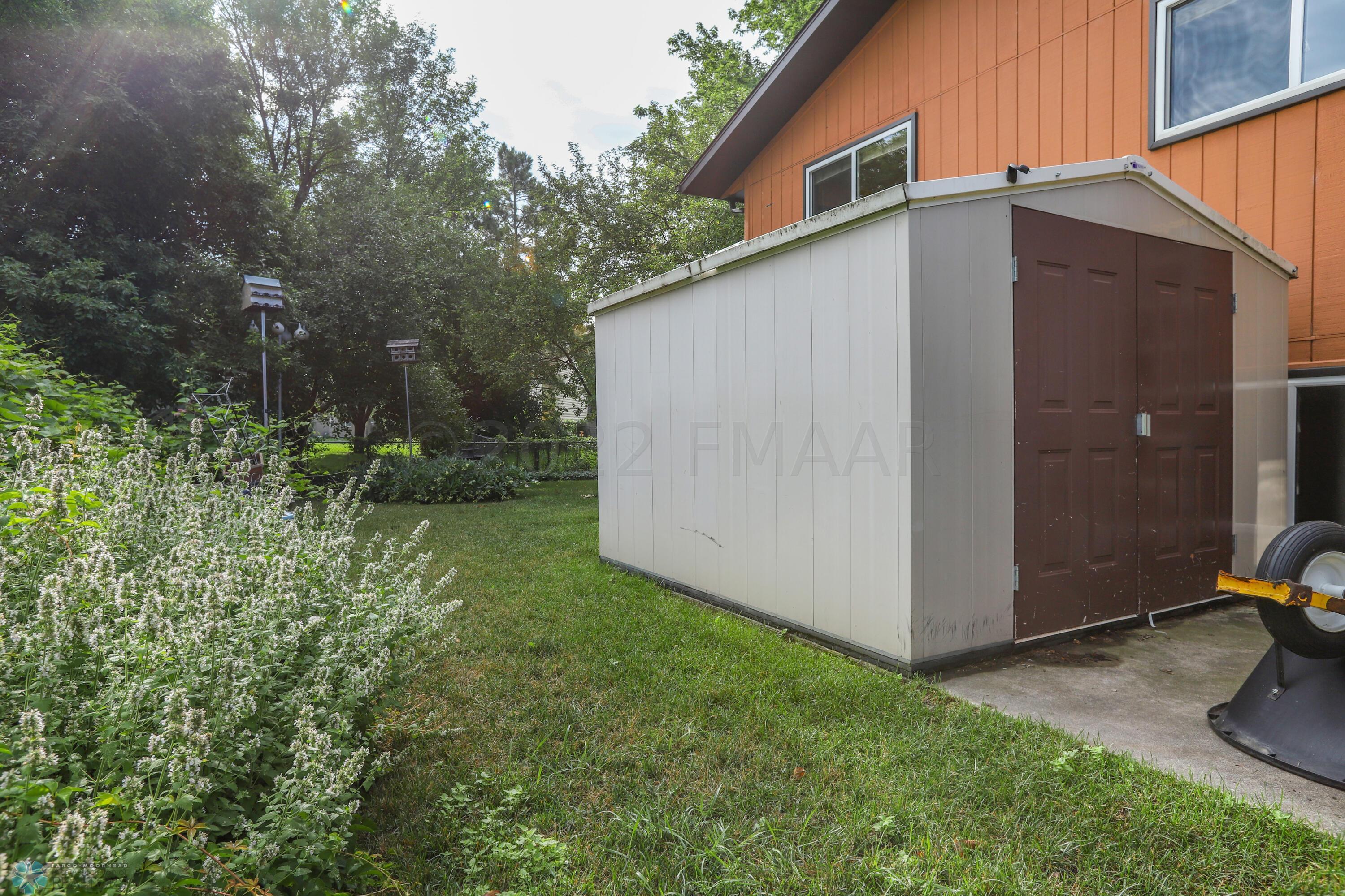 Side yard storage shed