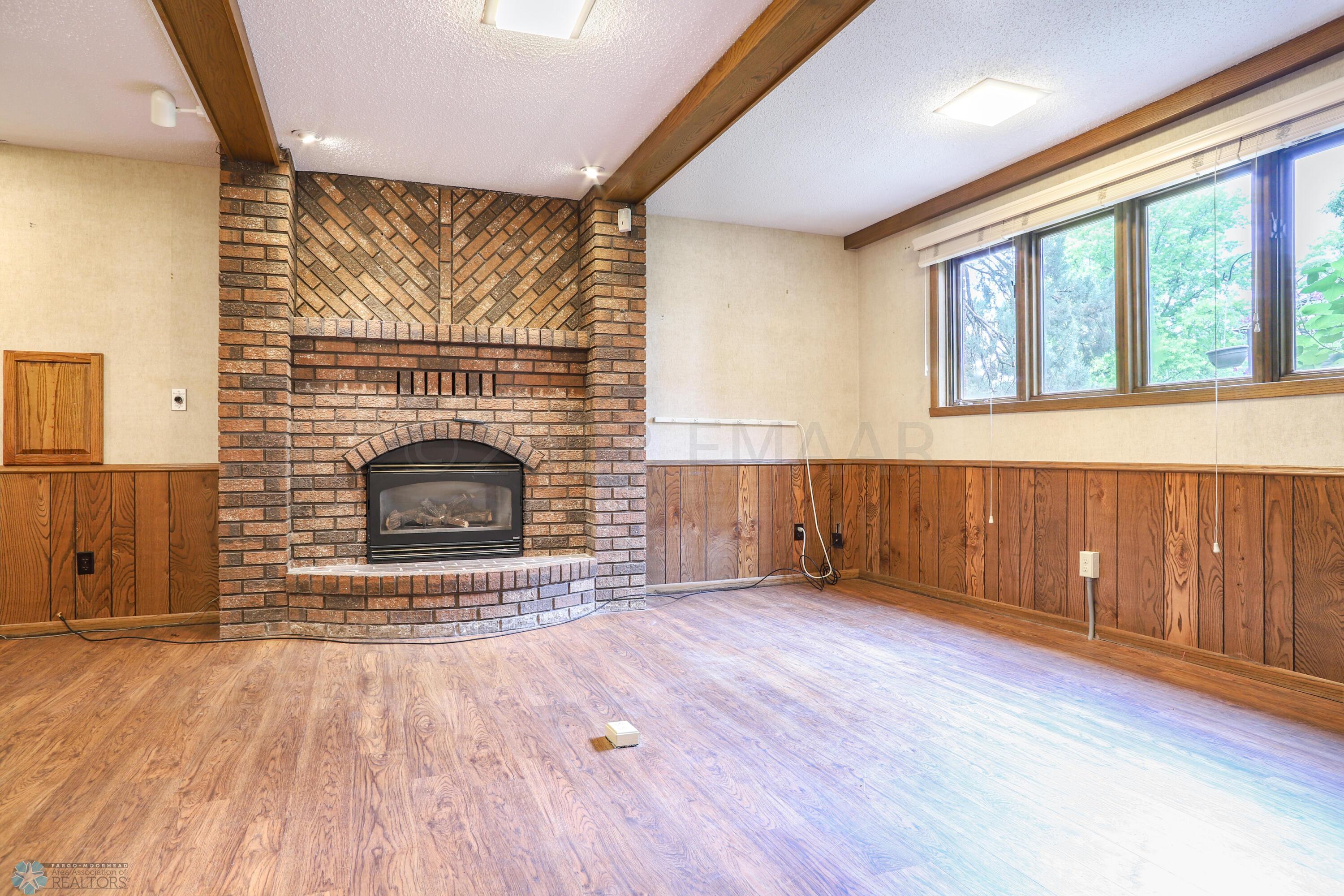 lower level family room gas fireplace