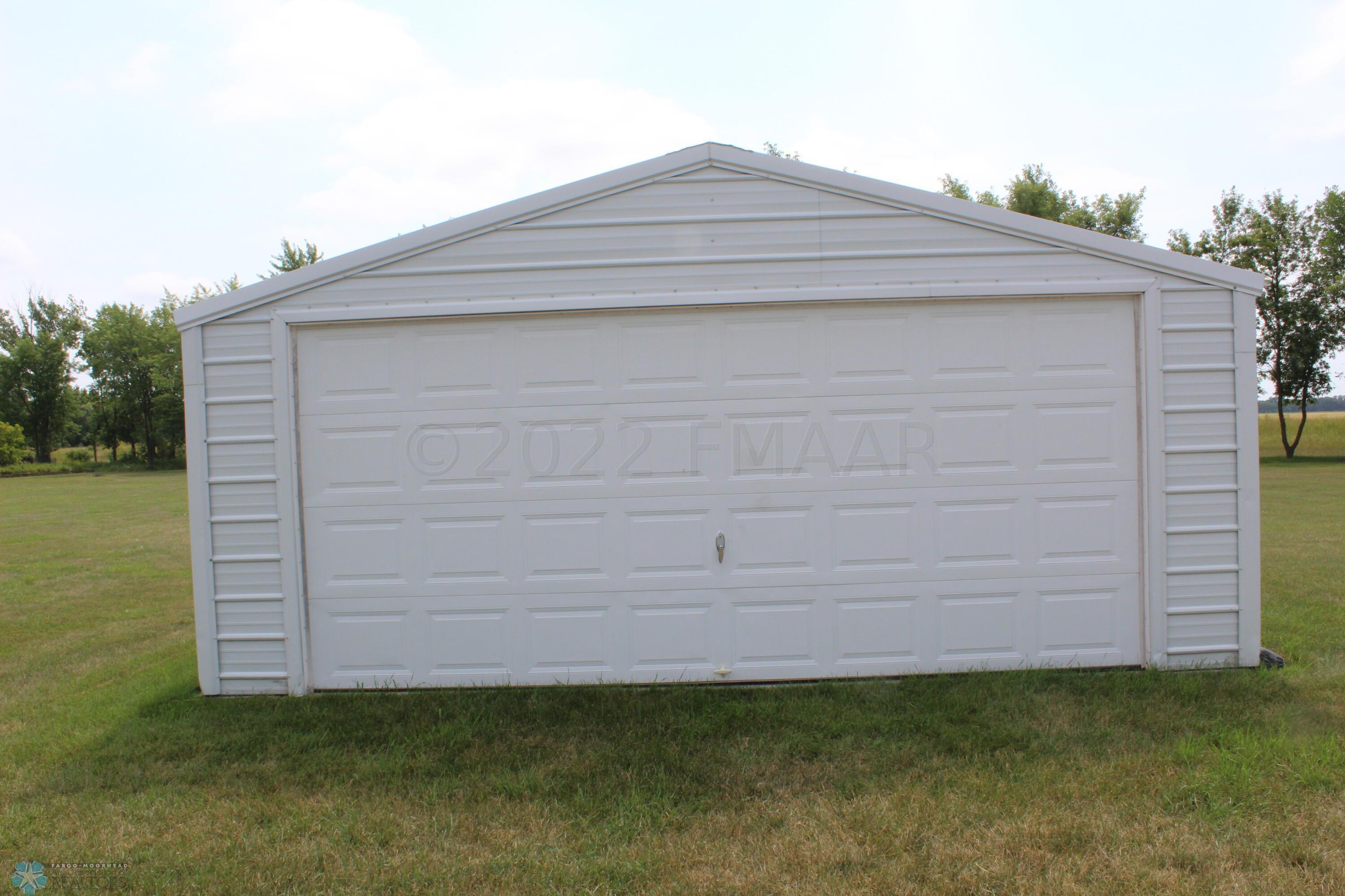 Front of steel garage