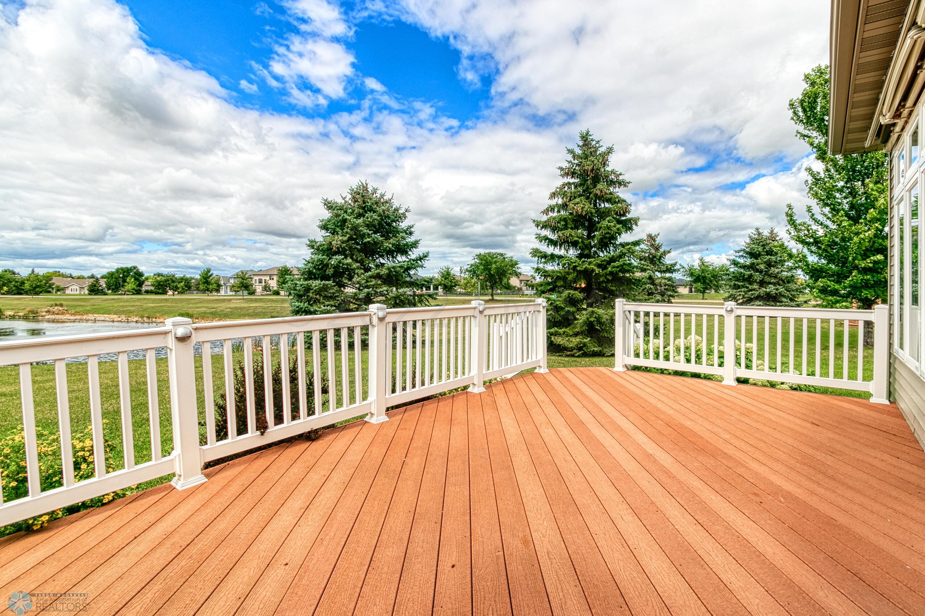 Maintenance free deck overlooking pond