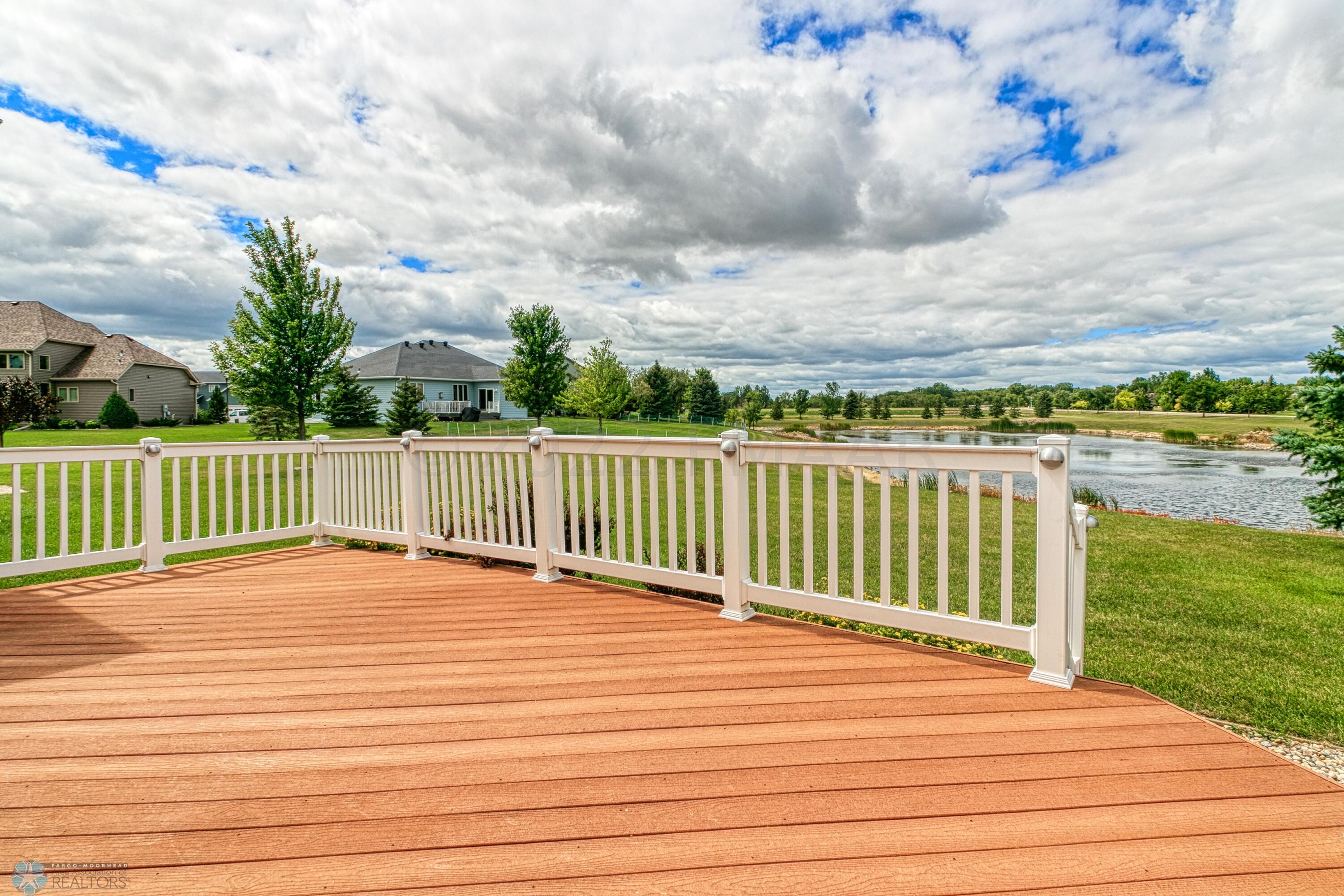 Maintenance free deck overlooking pond