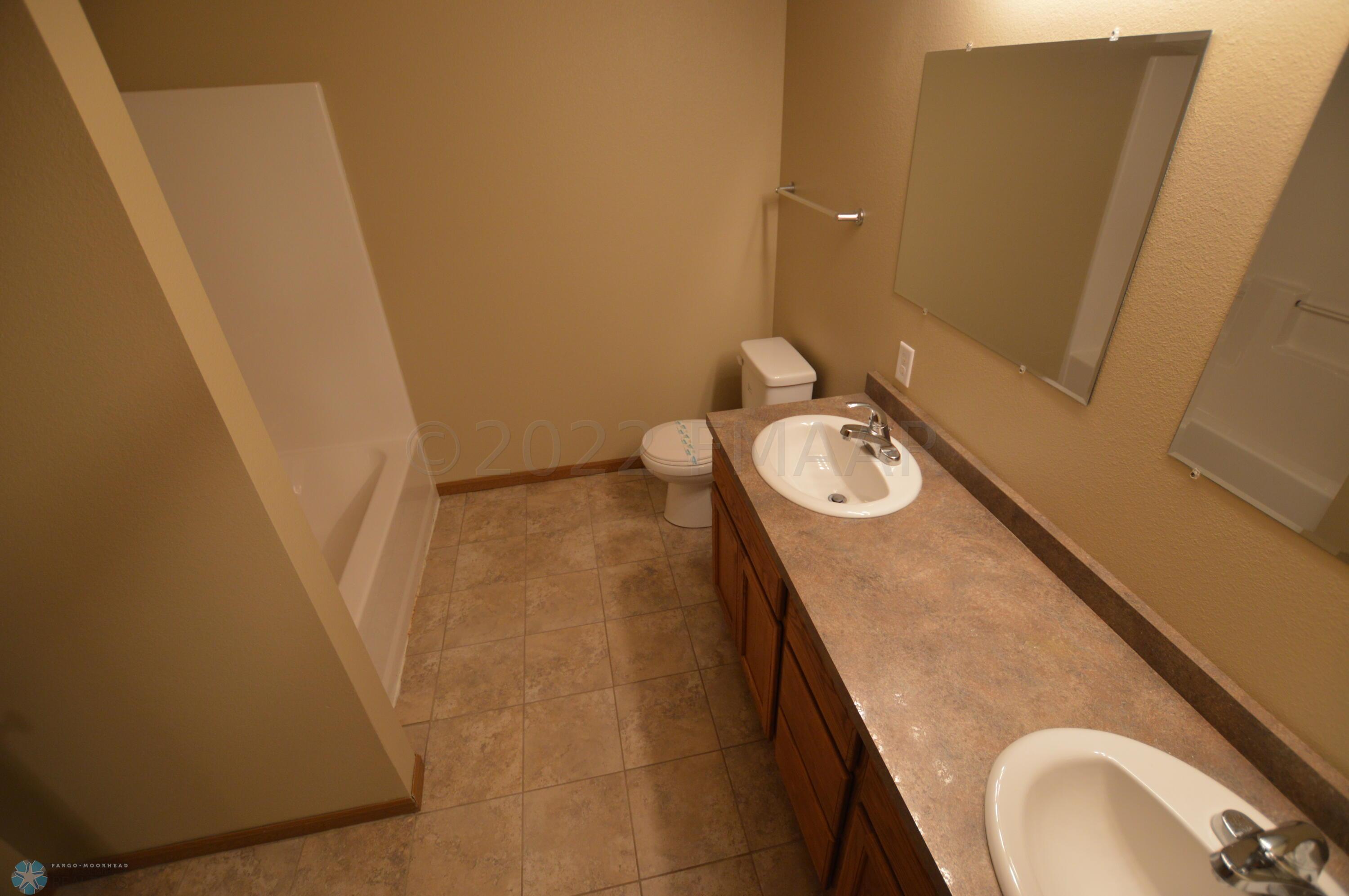 Basement bathroom double sinks