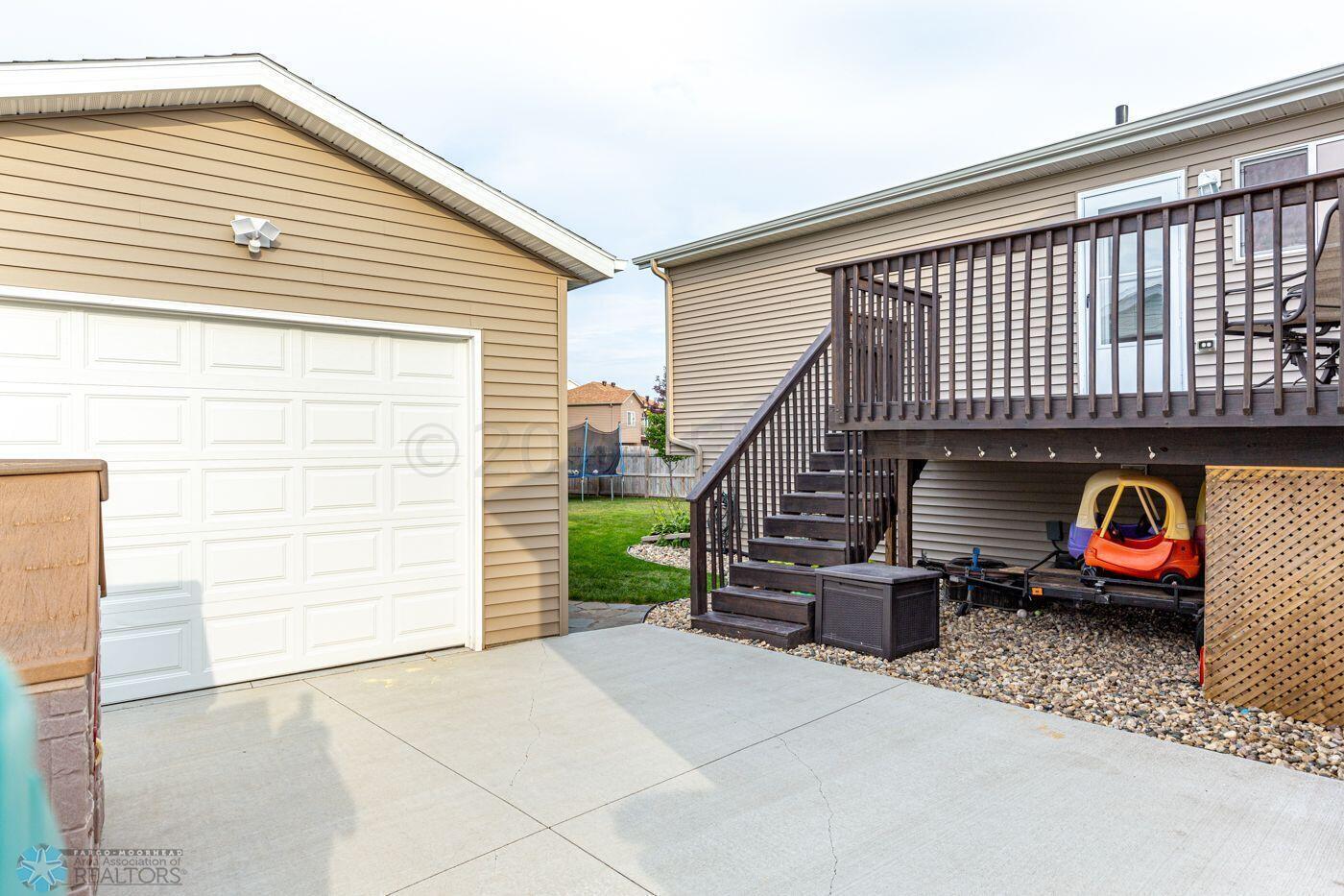 Deck and driveway to detached garage