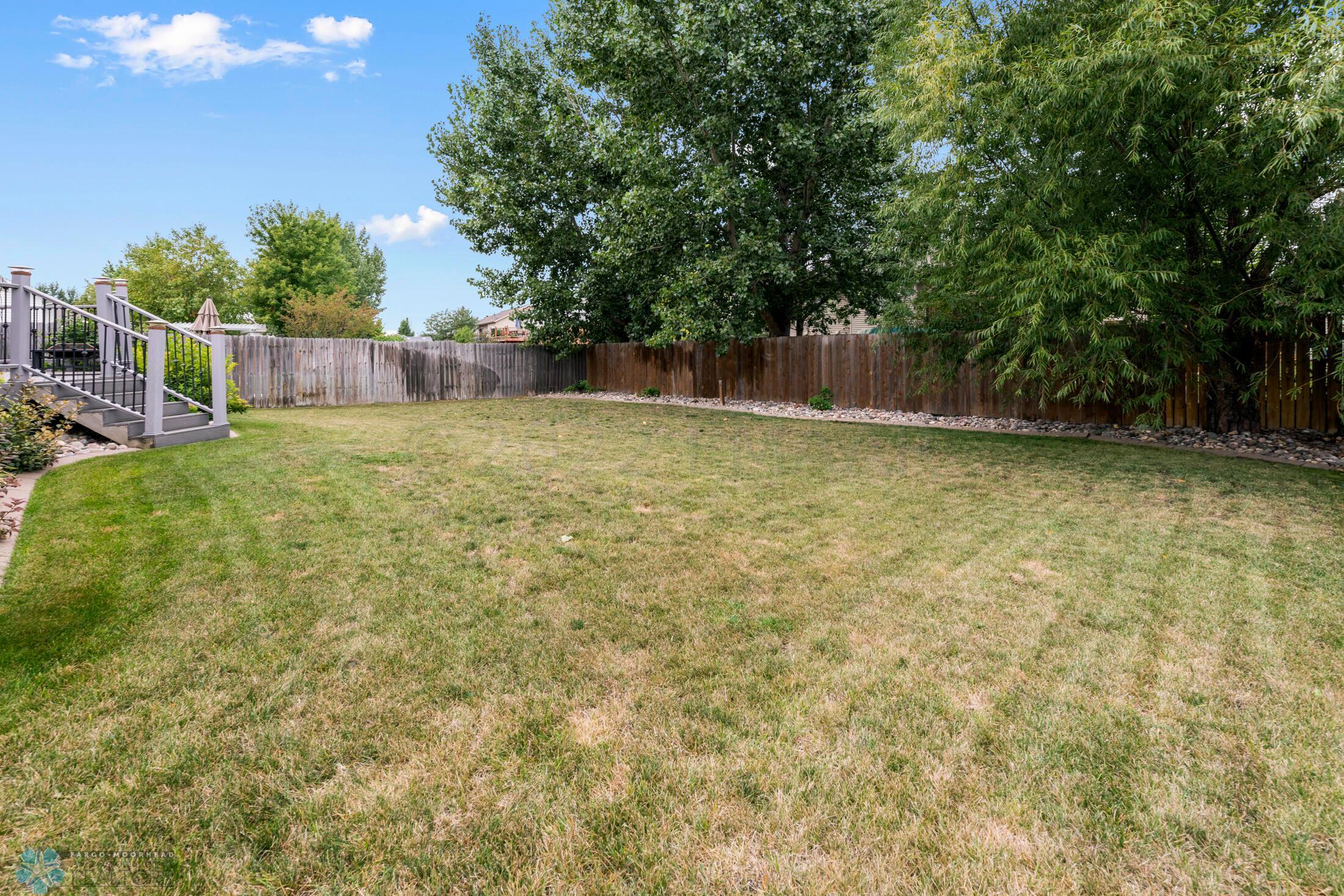 Backyard with sprinkler system