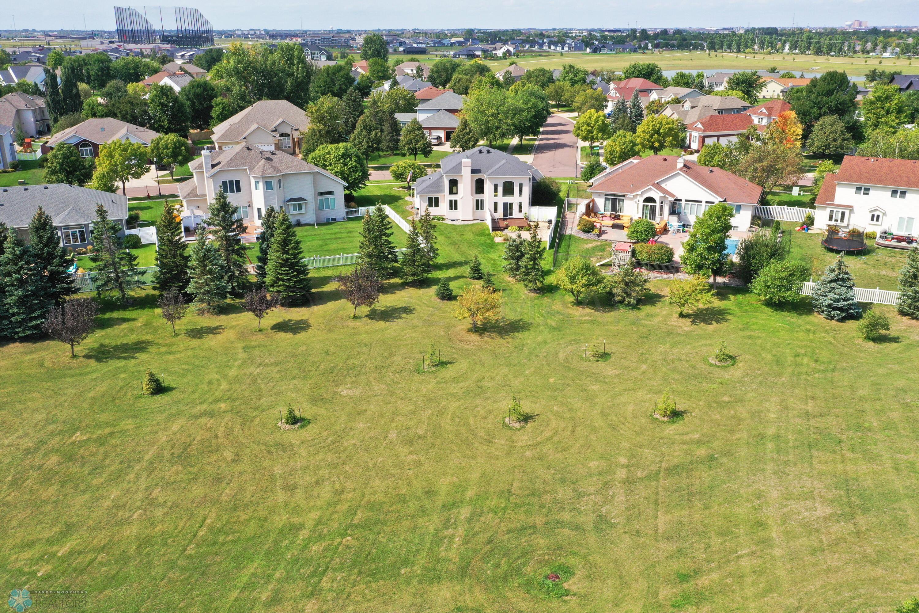 Aerial view of the open green space