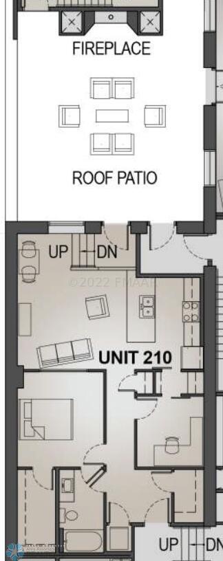 Floor plan with shared patio behind