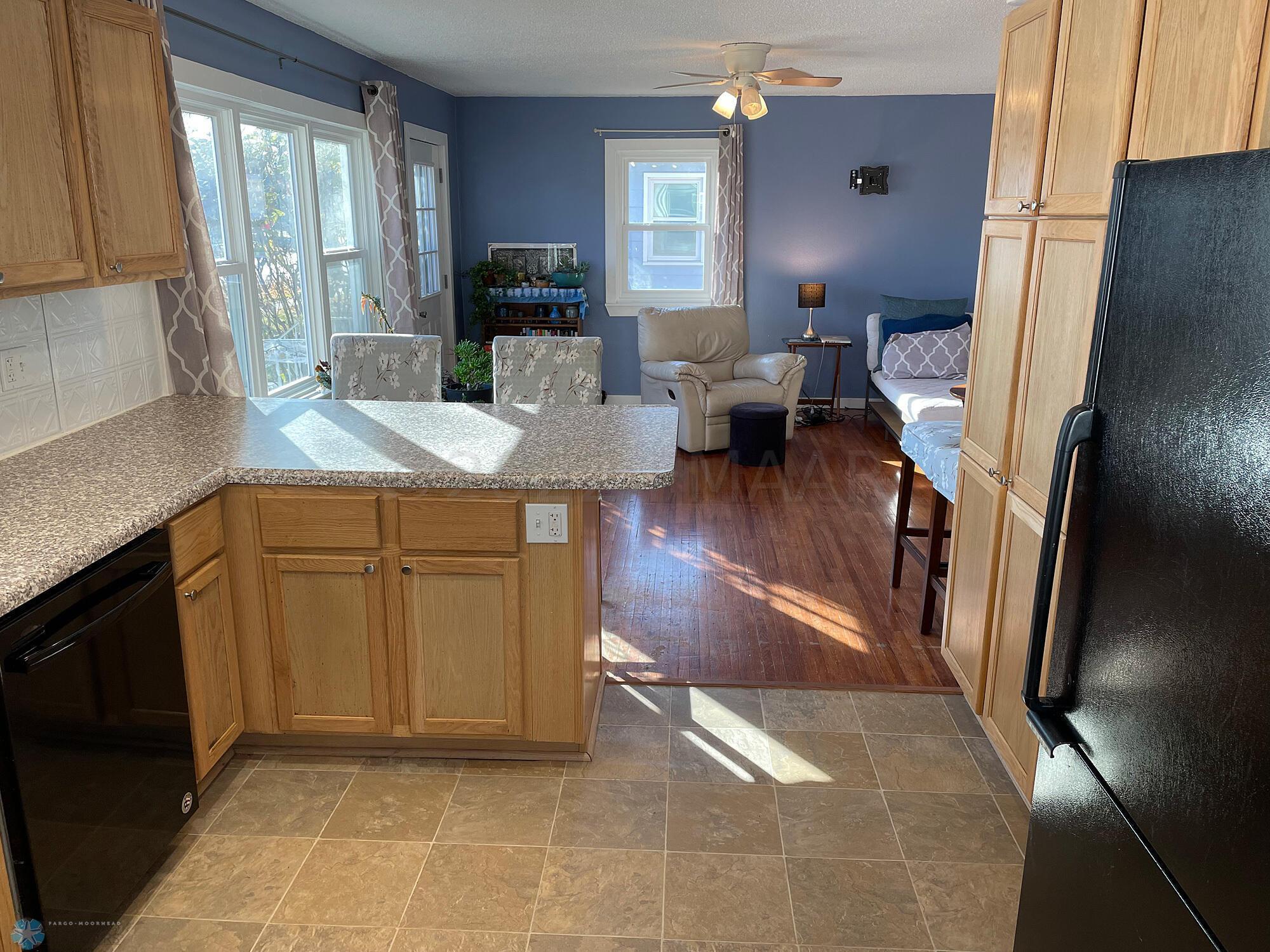 Updated kitchen view to living room