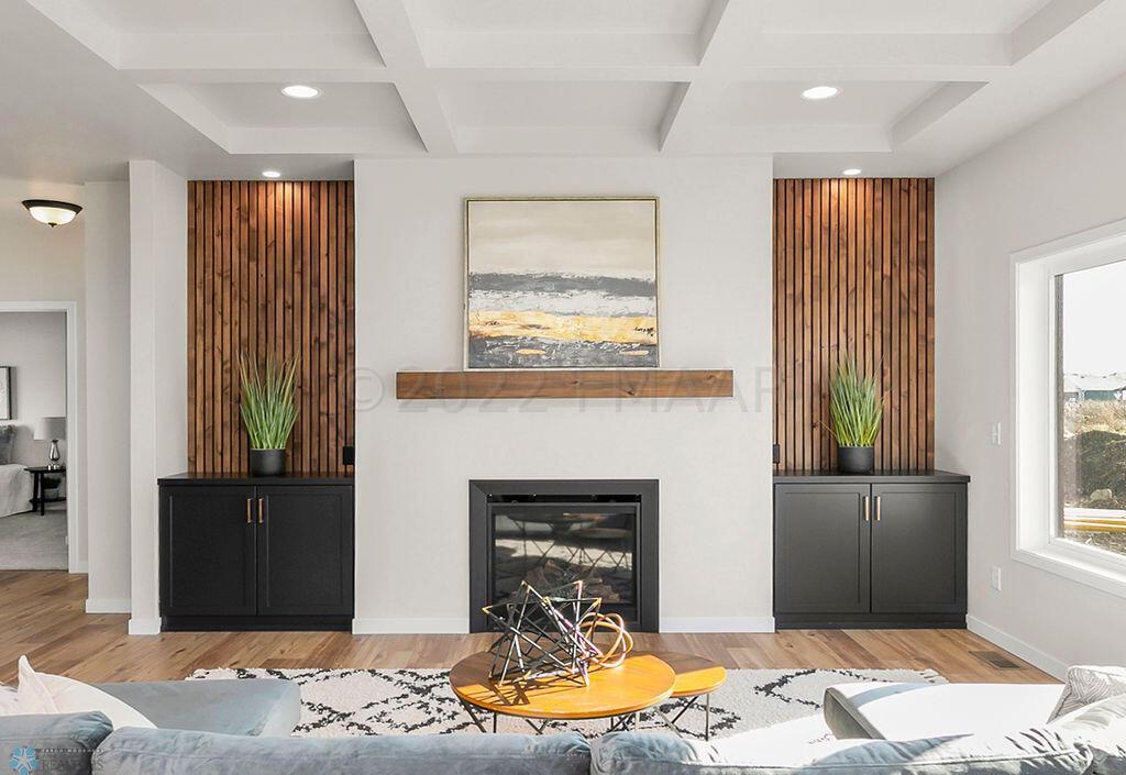 14. Living room with fireplace and built