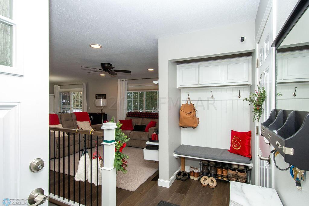 Foyer with built in bench