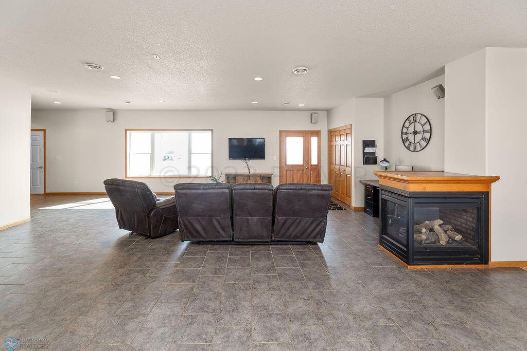 Entry, Fireplace & Living Room