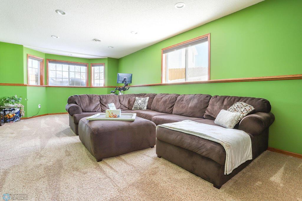 lower level family room with bay window