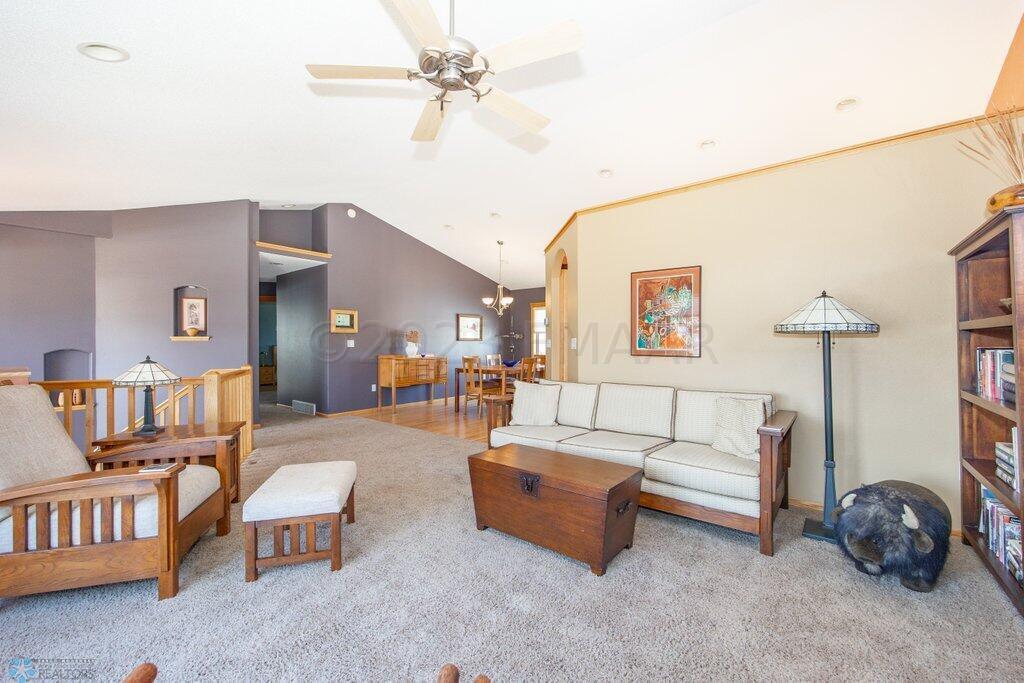 Living room with vaulted ceiling