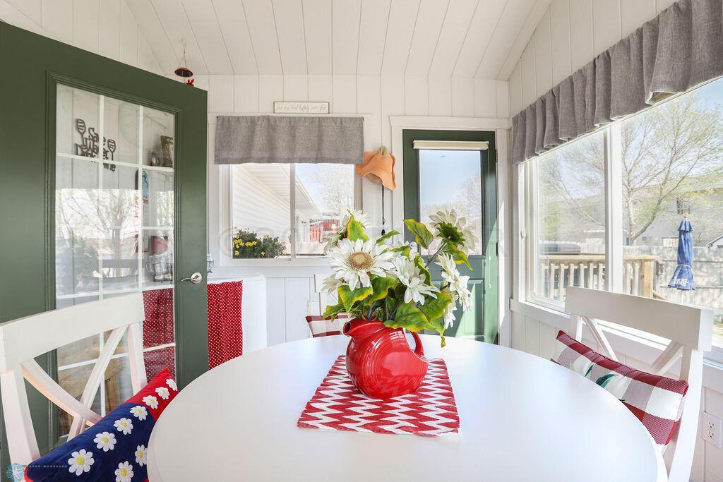 Sunroom overlooking back yard