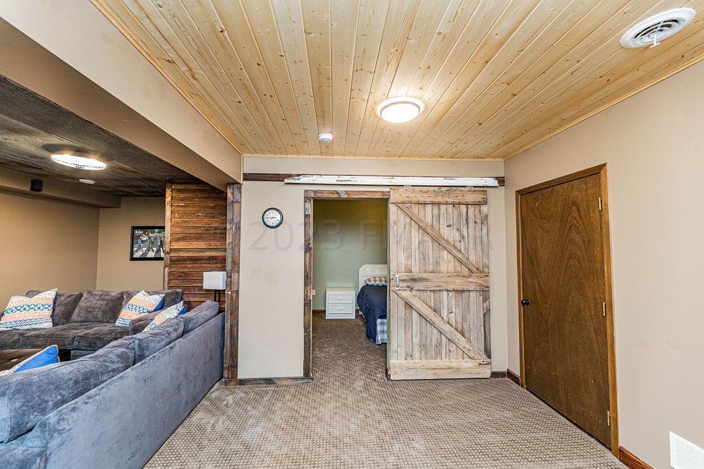 Barndoor to Basement Bedroom