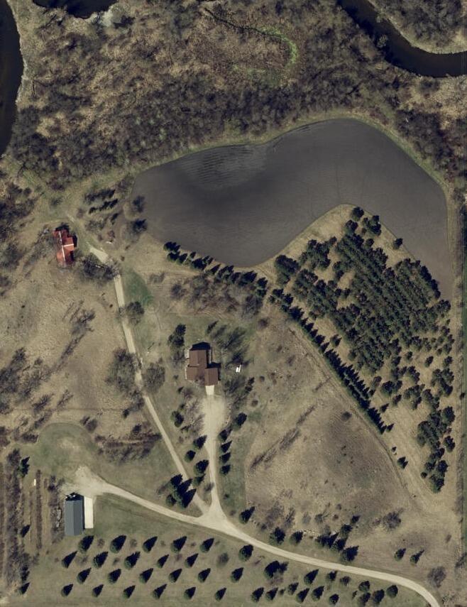 Overhead view of the property