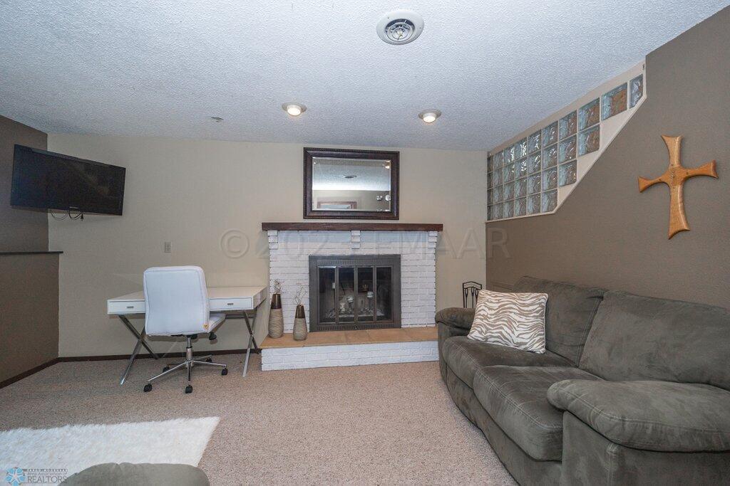 Family room with fireplace