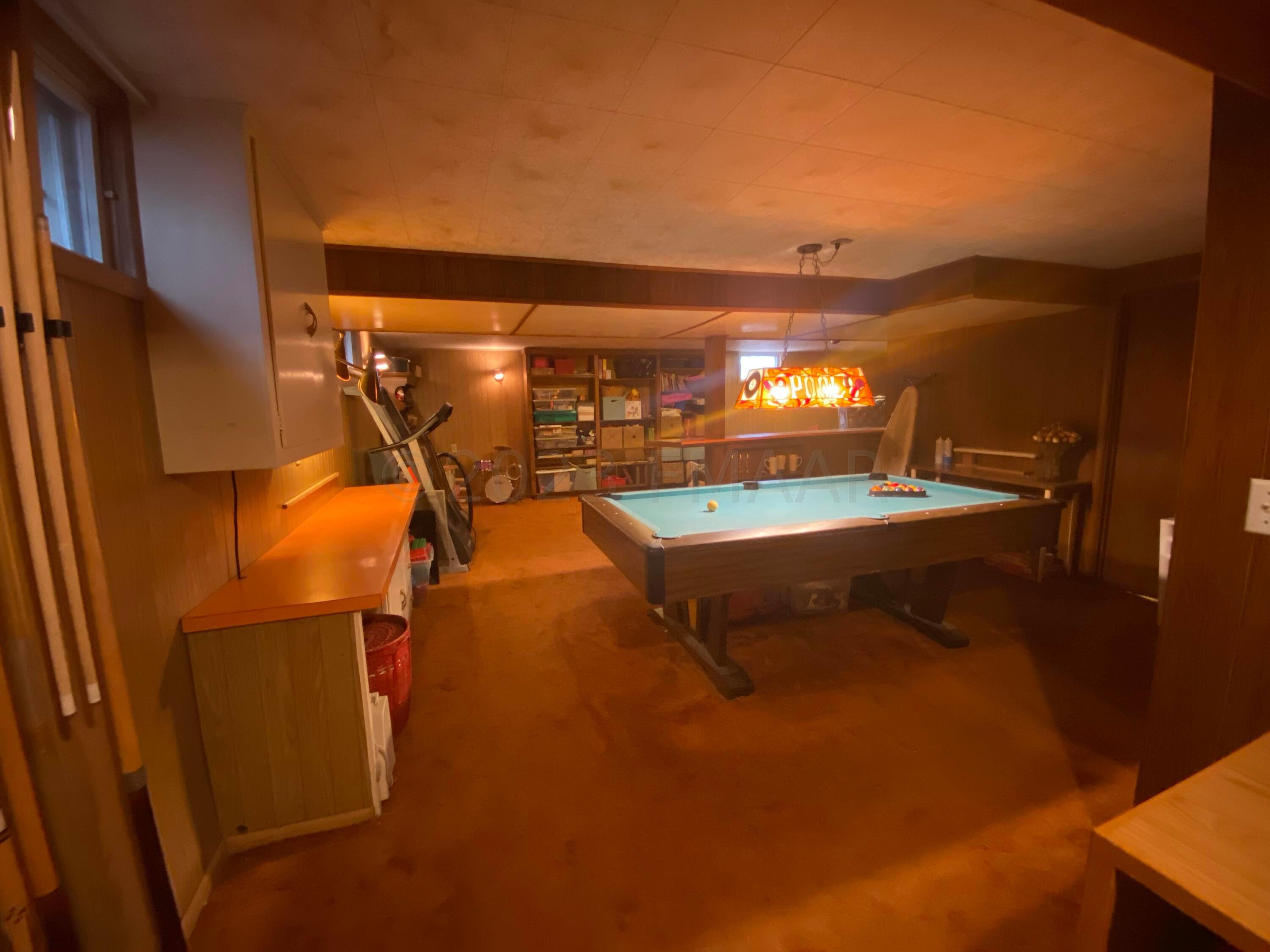 Basement with pool table