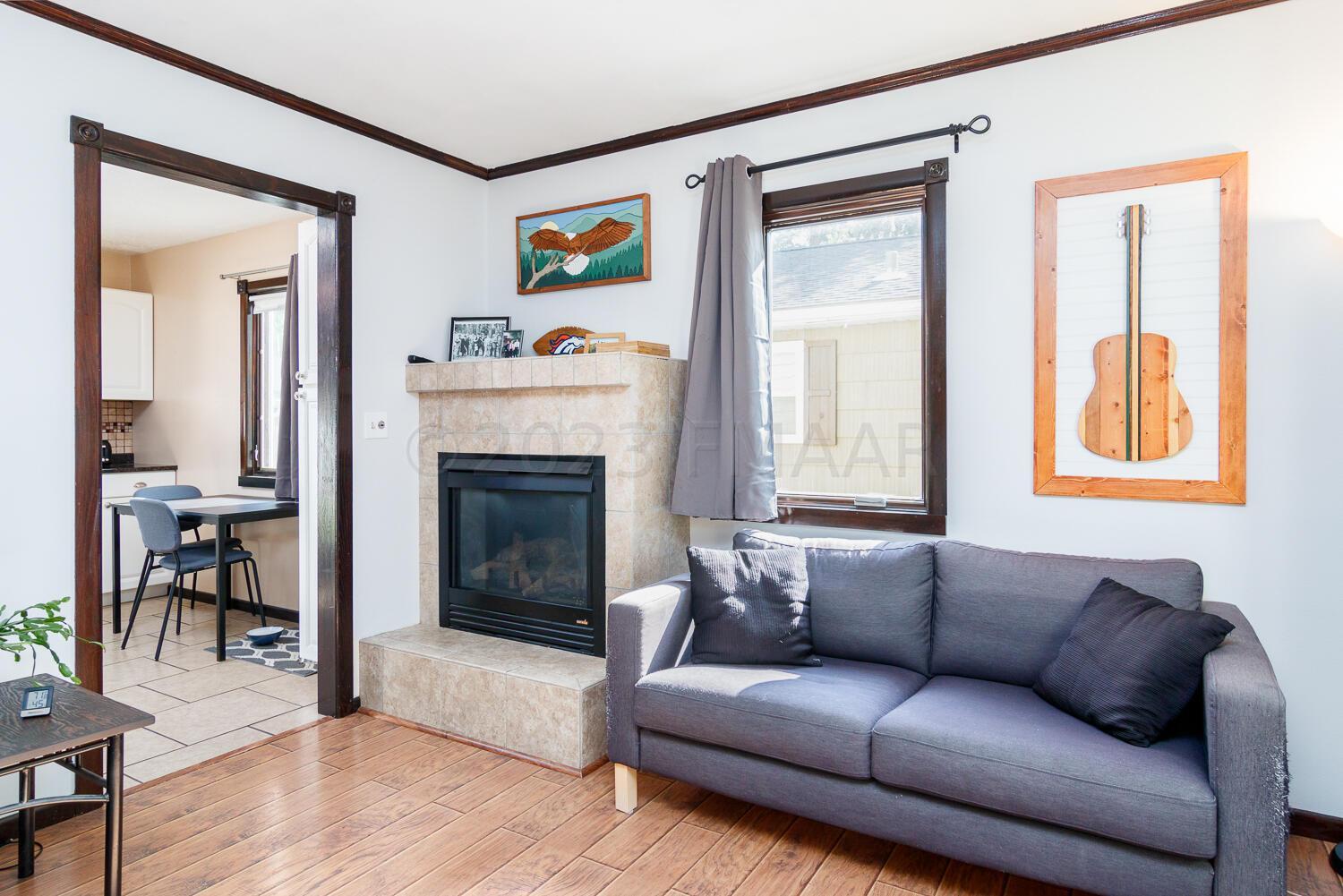 Fireplace in living area