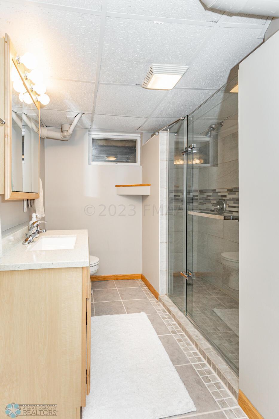 Renovated basement bath