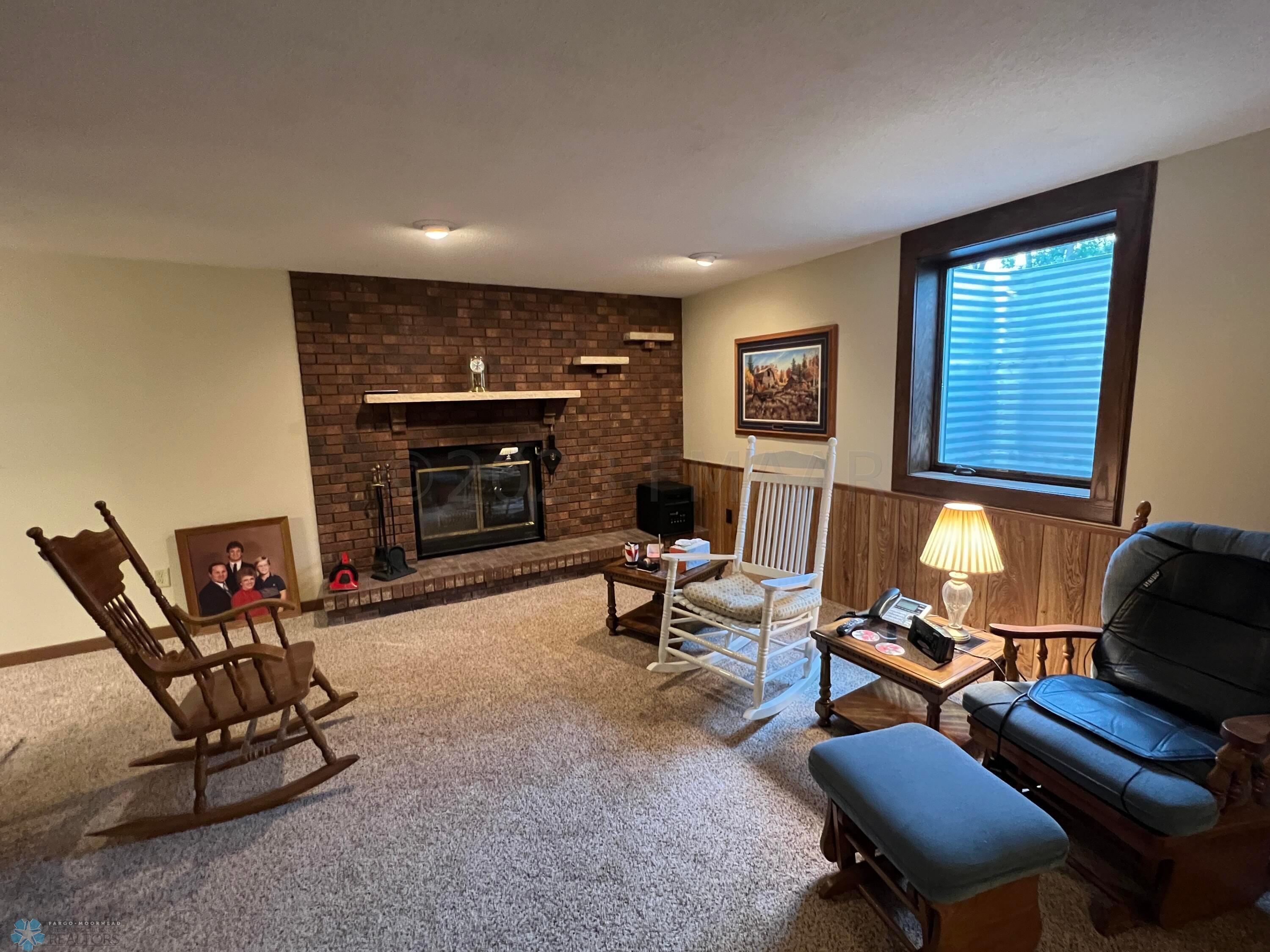 Basement Family Room - wood burning FP