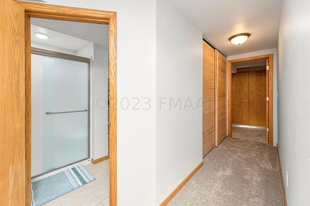 Basement hallway and bathroom