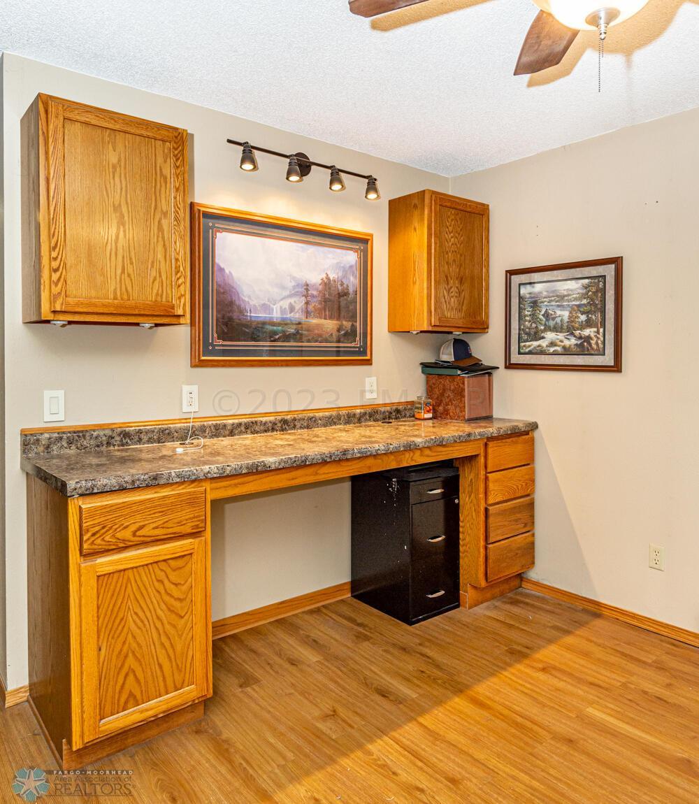 Built-in desk in family area