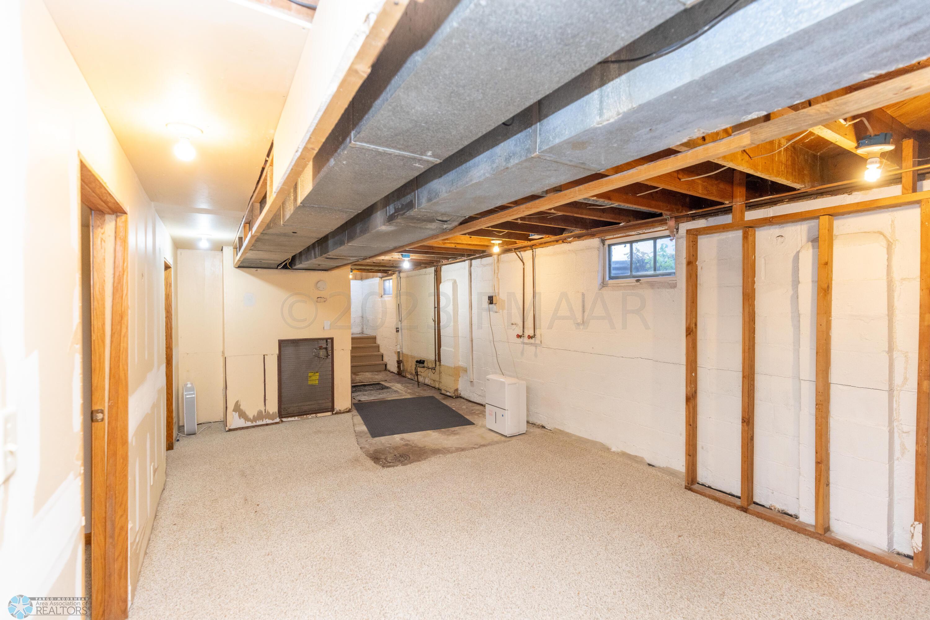 unfinished basement family room