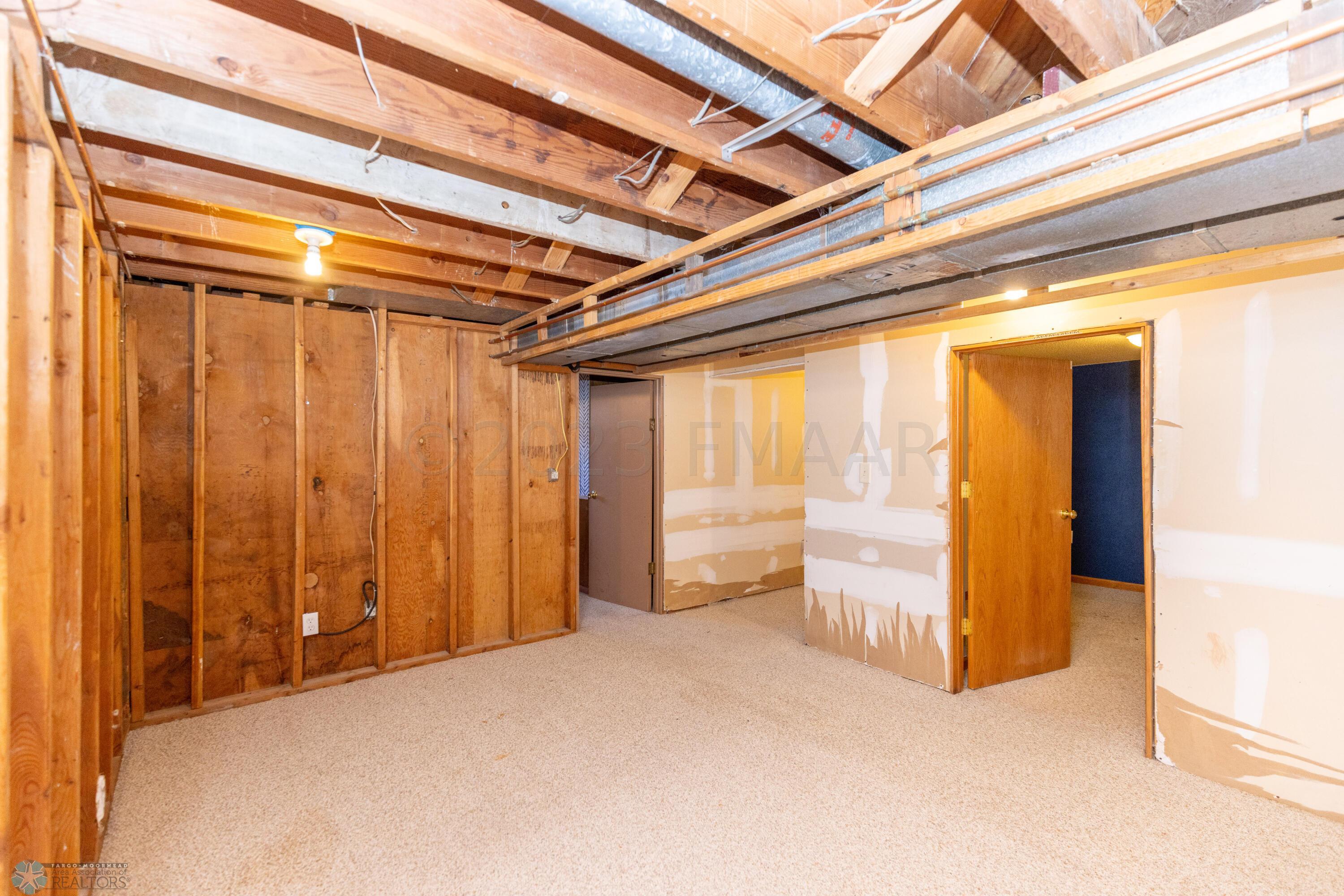 unfinished basement family room