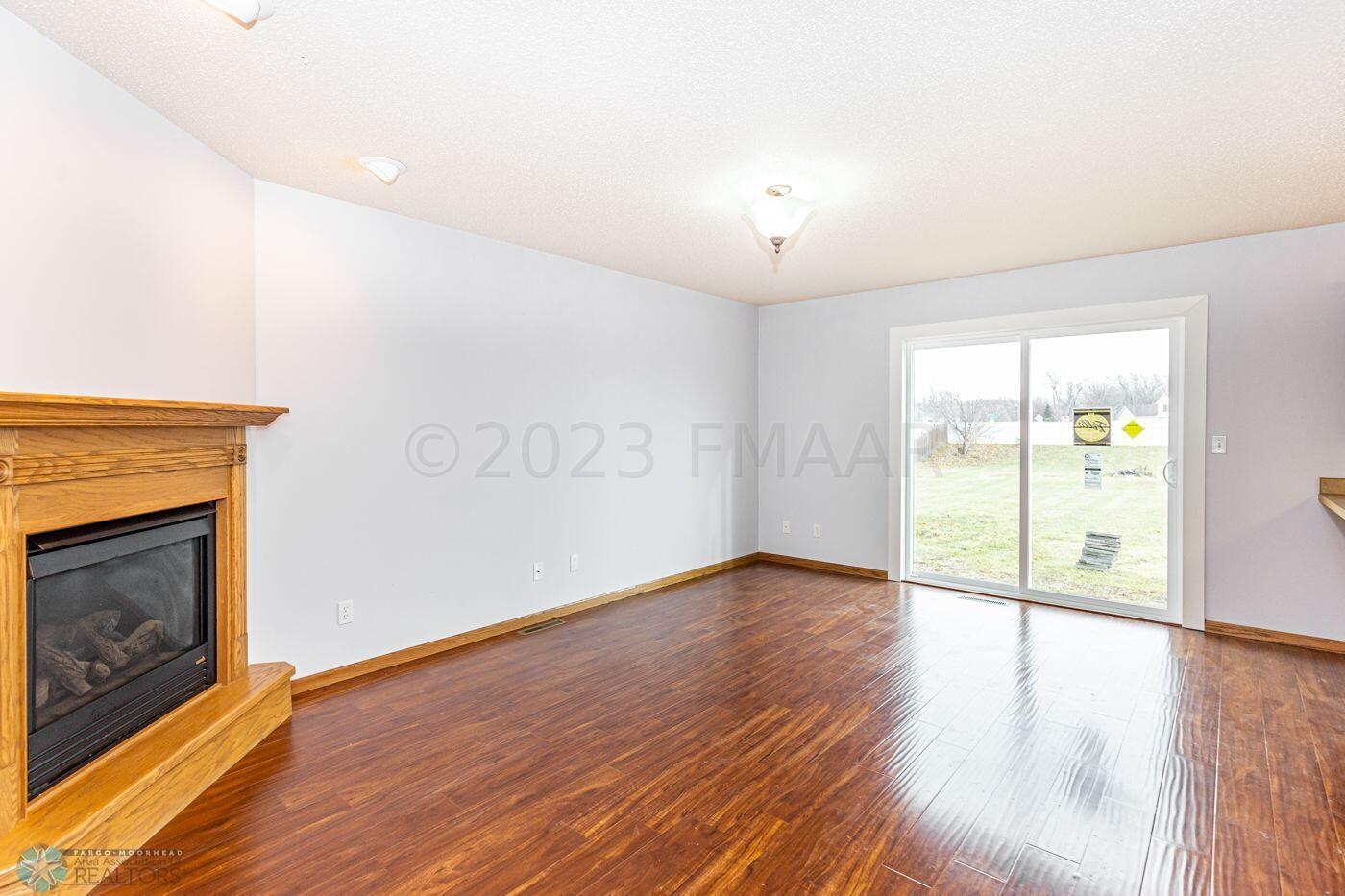 Informal dining space with fireplace