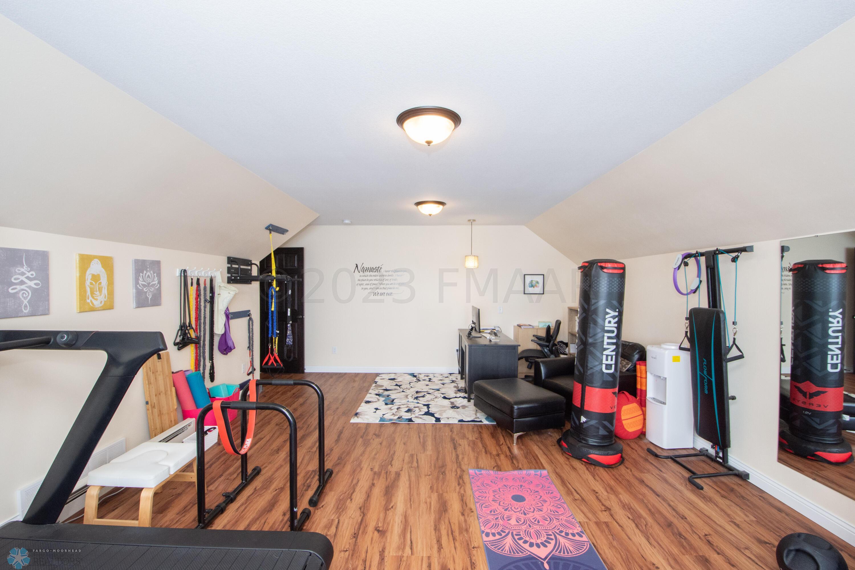 Flex space with vinyl plank flooring