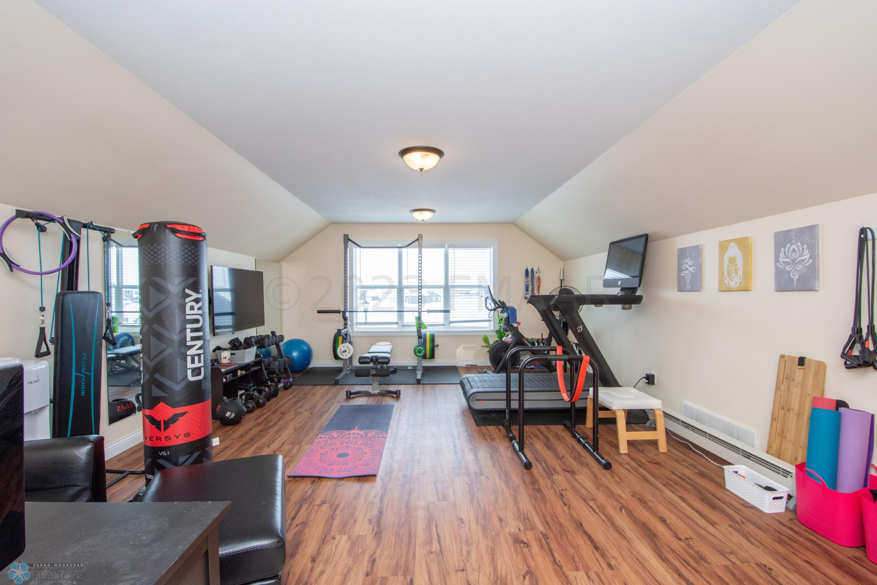 Flex space with vinyl plank flooring