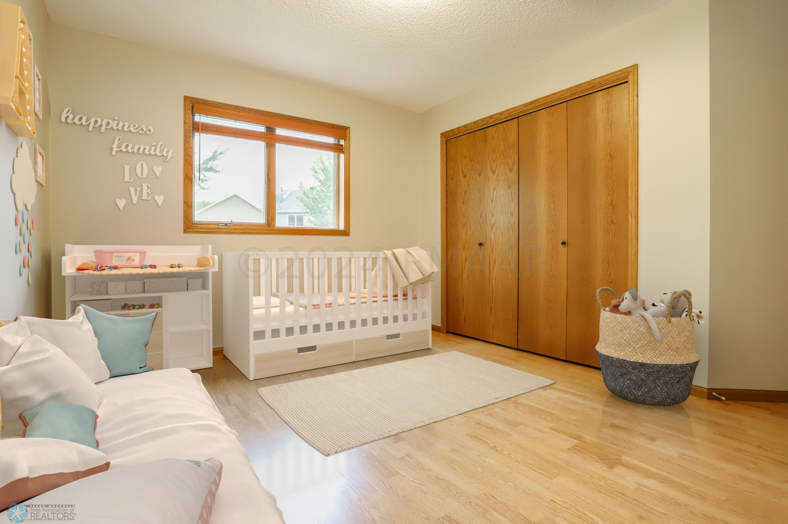 Virtually staged upper bedroom