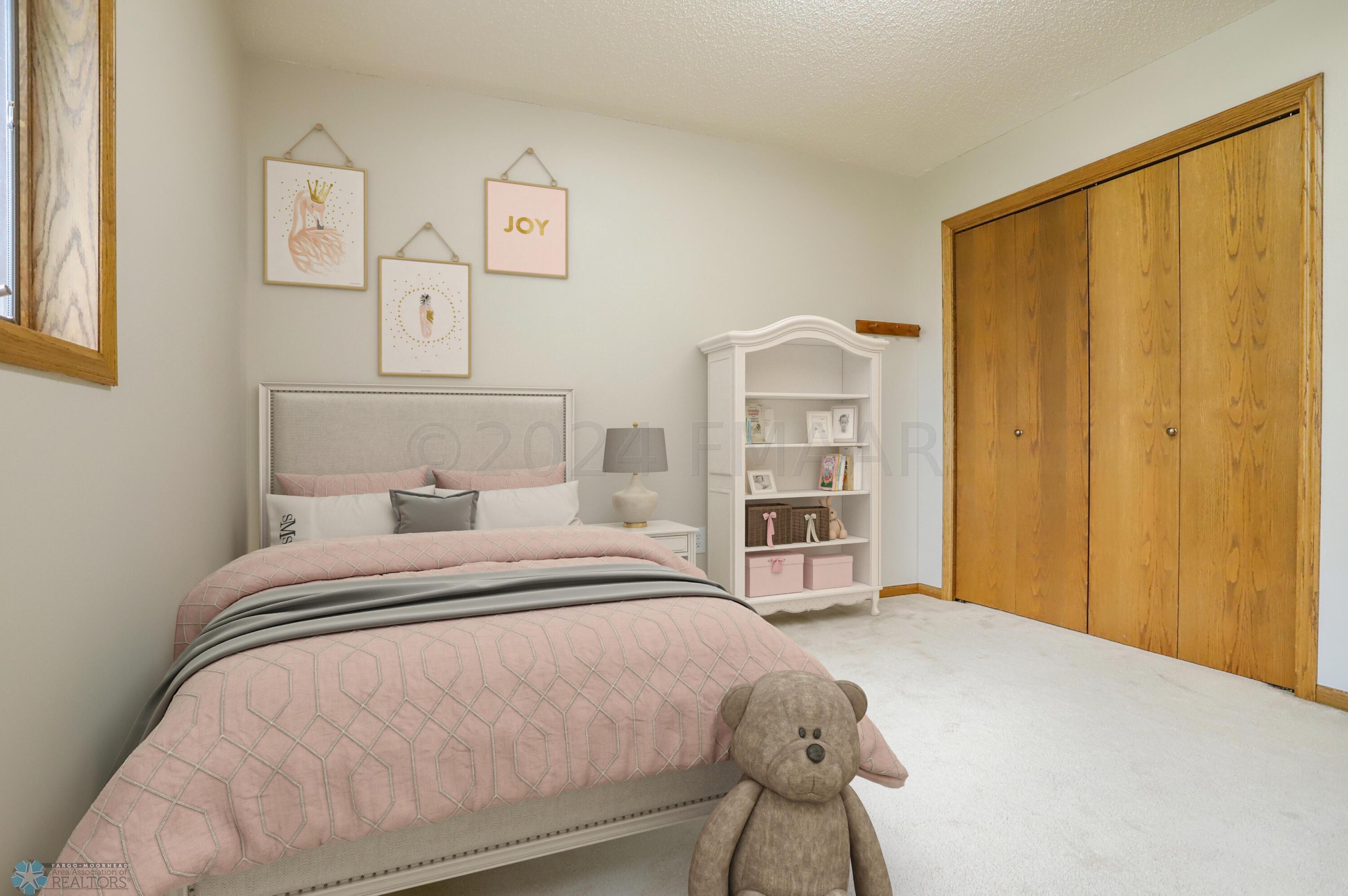 Virtually staged upper bedroom