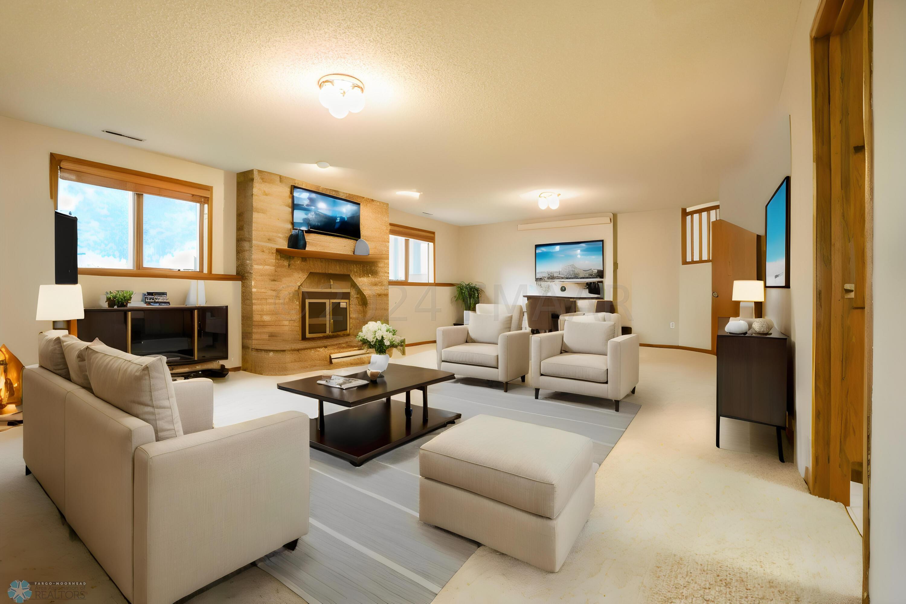 Virtualy staged family room