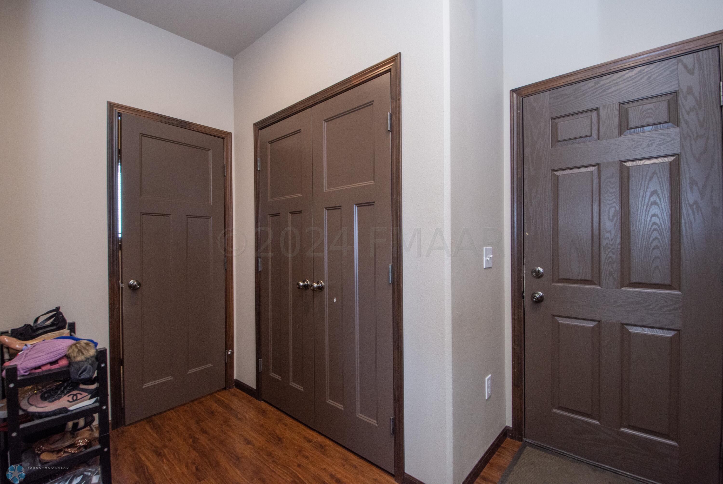 garage entrance/bathroom/closet